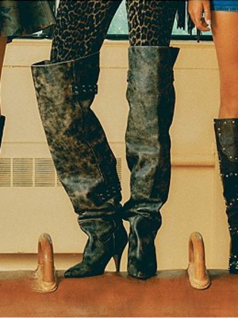 NWT Steve Madden Baddie Distressed Leather Over-The-Knee Moto Boots Sz 6,5 - Picture 3 of 16